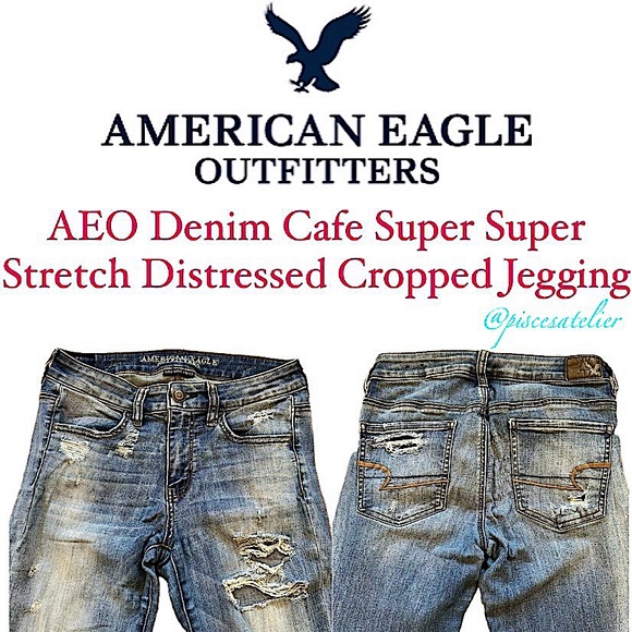American Eagle AEO Denim Cafe Super Super Stretch Distressed Cropped Jegging, 8 - Picture 7 of 14
